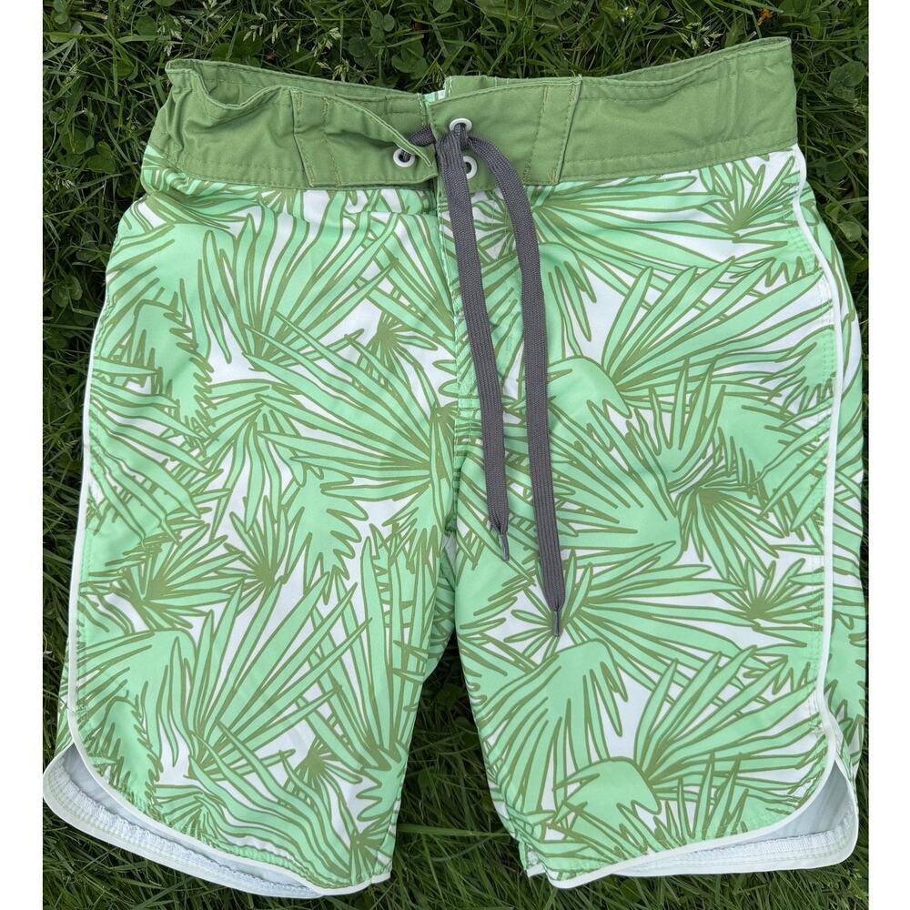 Art Class Boys Swim Trunks Green Palm Print Lined Beach Pool (SZ M 8)